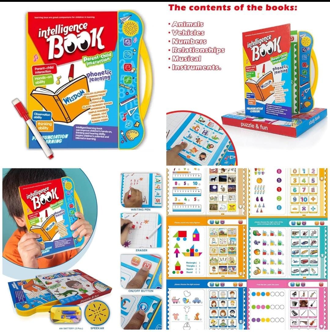 Interactive Intelligence Study Book for Kids – Educational Learning Book with Sound & Activities